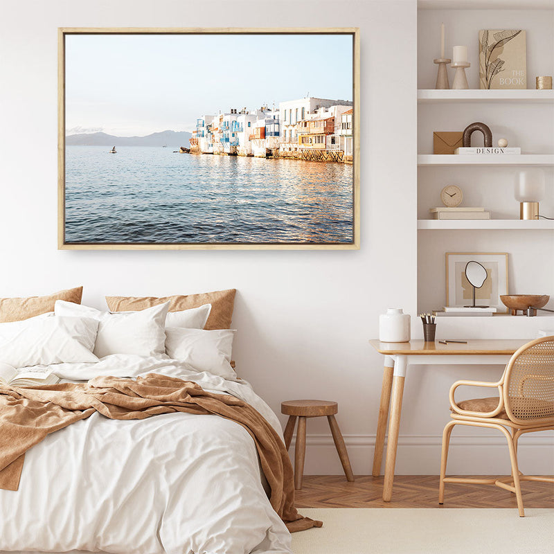 Shop Little Venice Mykonos I Photo Canvas Print a coastal themed photography framed stretched canvas print from The Print Emporium wall artwork collection - Buy Australian made prints for the home and your interior decor space, TPE-1377-CA-35X46-NF