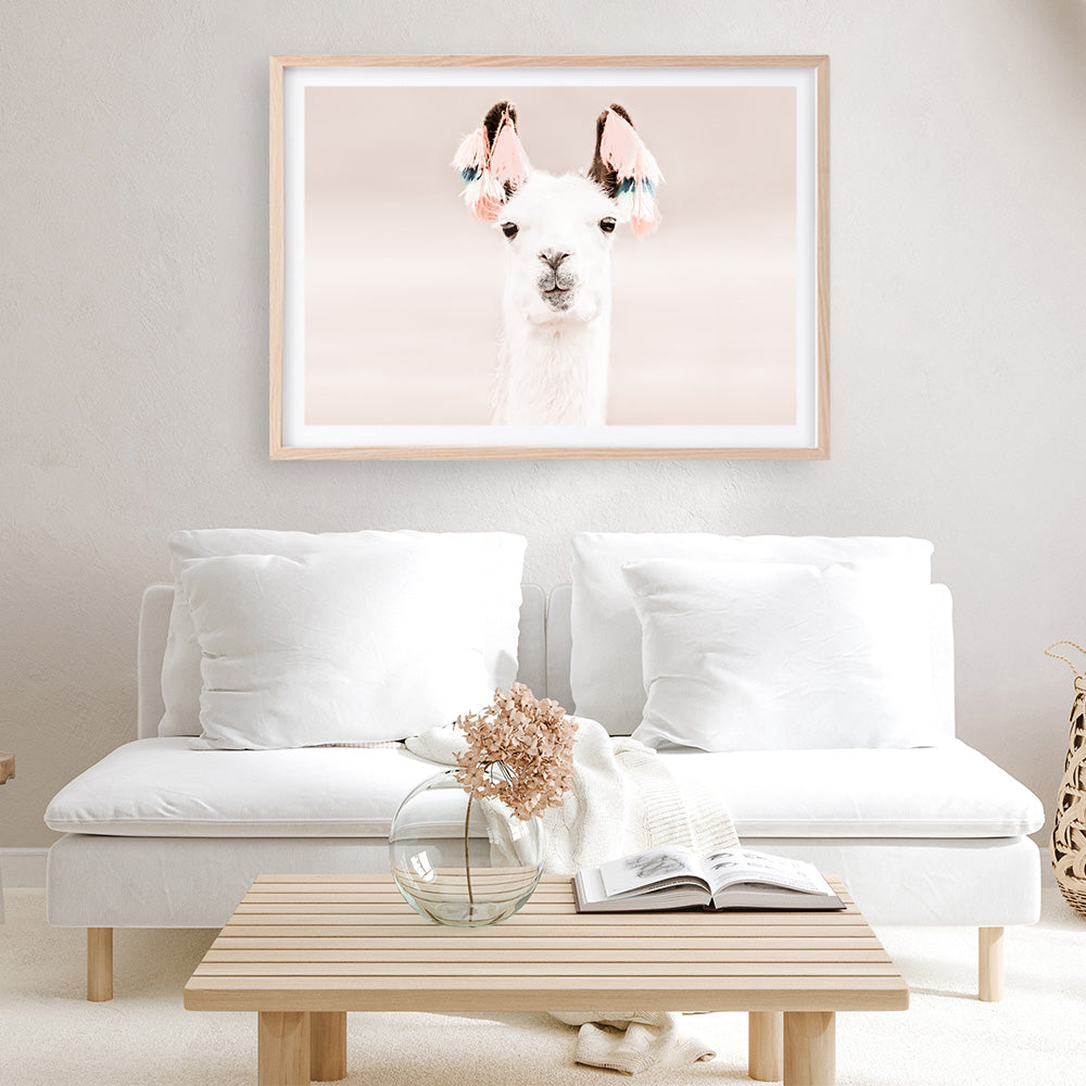 Shop Llama Photo Art Print a Moroccan desert boho themed photography wall art print from The Print Emporium wall artwork collection - Buy Australian made fine art poster and framed prints for the home and your interior decor room, TPE-556-AP