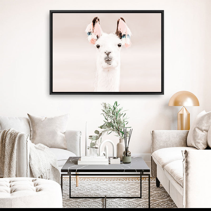 Shop Llama Photo Canvas Print a Moroccan desert boho themed photography framed stretched canvas print from The Print Emporium wall artwork collection - Buy Australian made prints for the home and your interior decor space, TPE-556-CA-35X46-NF