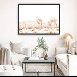 Shop Llamas Grazing Photo Canvas Print a Moroccan desert boho themed photography framed stretched canvas print from The Print Emporium wall artwork collection - Buy Australian made prints for the home and your interior decor space, TPE-506-CA-35X46-NF