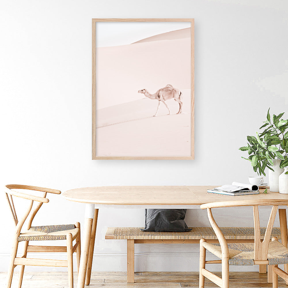 Shop Lone Camel II Photo Art Print a Moroccan desert boho themed photography wall art print from The Print Emporium wall artwork collection - Buy Australian made fine art poster and framed prints for the home and your interior decor room, TPE-829-AP