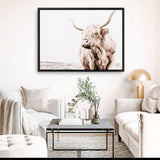 Shop Lone Highland Cow Photo Canvas Print a photography framed stretched canvas print from The Print Emporium wall artwork collection - Buy Australian made prints for the home and your interior decor space, TPE-537-CA-35X46-NF