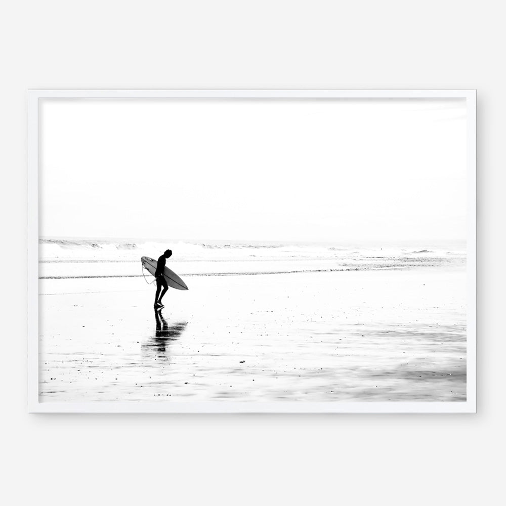Shop Lone Surfer Photo Art Print a coastal themed photography wall art print from The Print Emporium wall artwork collection - Buy Australian made fine art poster and framed prints for the home and your interior decor, TPE-554-AP