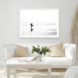 Shop Lone Surfer Photo Art Print a coastal themed photography wall art print from The Print Emporium wall artwork collection - Buy Australian made fine art poster and framed prints for the home and your interior decor, TPE-554-AP
