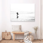 Shop Lone Surfer Photo Canvas Print a coastal themed photography framed stretched canvas print from The Print Emporium wall artwork collection - Buy Australian made prints for the home and your interior decor space, TPE-554-CA-35X46-NF
