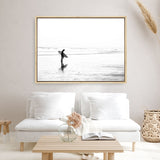 Shop Lone Surfer Photo Canvas Print a coastal themed photography framed stretched canvas print from The Print Emporium wall artwork collection - Buy Australian made prints for the home and your interior decor space, TPE-554-CA-35X46-NF