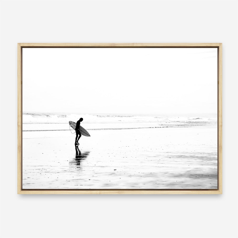 Shop Lone Surfer Photo Canvas Print a coastal themed photography framed stretched canvas print from The Print Emporium wall artwork collection - Buy Australian made prints for the home and your interior decor space, TPE-554-CA-35X46-NF