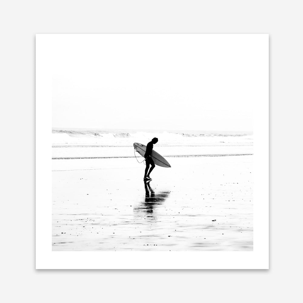 Shop Lone Surfer (Square) Photo Art Print a coastal themed photography wall art print from The Print Emporium wall artwork collection - Buy Australian made fine art poster and framed prints for the home and your interior decor, TPE-577-AP