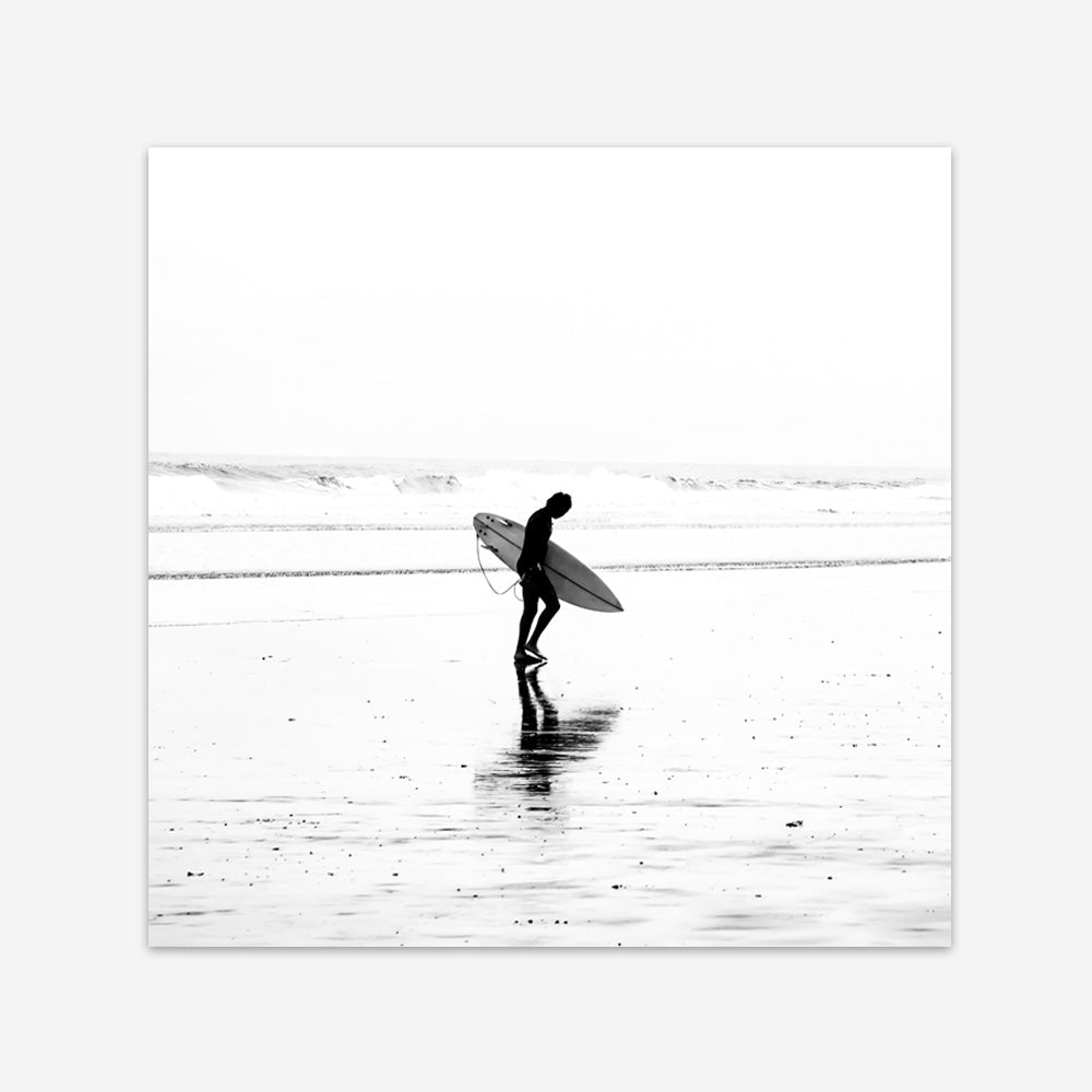 Shop Lone Surfer (Square) Photo Art Print a coastal themed photography wall art print from The Print Emporium wall artwork collection - Buy Australian made fine art poster and framed prints for the home and your interior decor, TPE-577-AP