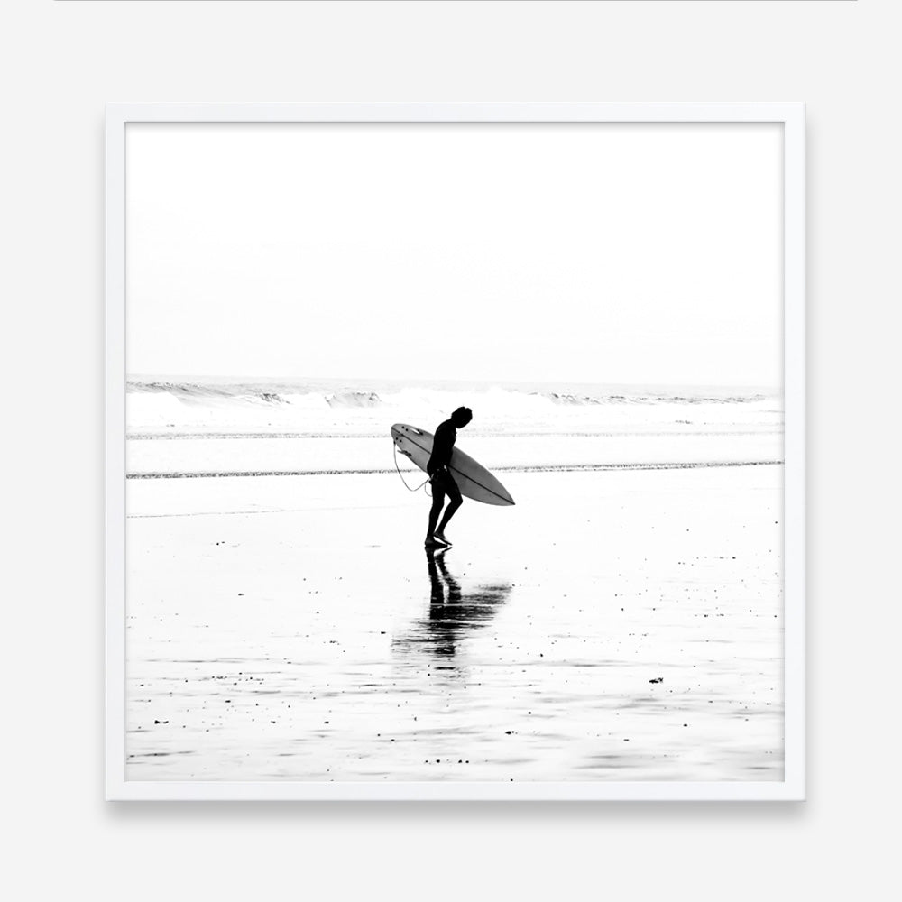 Shop Lone Surfer (Square) Photo Art Print a coastal themed photography wall art print from The Print Emporium wall artwork collection - Buy Australian made fine art poster and framed prints for the home and your interior decor, TPE-577-AP