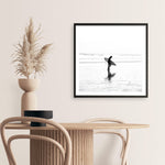 Shop Lone Surfer (Square) Photo Art Print a coastal themed photography wall art print from The Print Emporium wall artwork collection - Buy Australian made fine art poster and framed prints for the home and your interior decor, TPE-577-AP