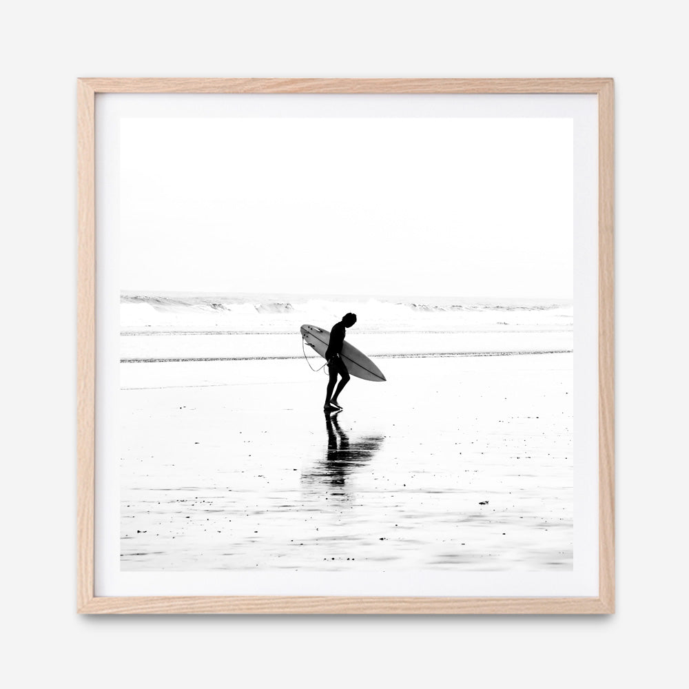 Shop Lone Surfer (Square) Photo Art Print a coastal themed photography wall art print from The Print Emporium wall artwork collection - Buy Australian made fine art poster and framed prints for the home and your interior decor, TPE-577-AP