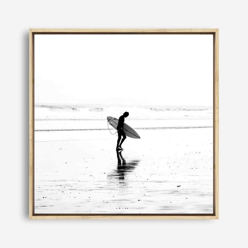 Shop Lone Surfer (Square) Photo Canvas a coastal themed photography framed stretched canvas print from The Print Emporium wall artwork collection - Buy Australian made prints for the home and your interior decor space, TPE-577-CA-40X40-NF