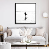 Shop Lone Surfer (Square) Photo Canvas a coastal themed photography framed stretched canvas print from The Print Emporium wall artwork collection - Buy Australian made prints for the home and your interior decor space, TPE-577-CA-40X40-NF