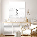 Shop Lone Surfer (Square) Photo Canvas a coastal themed photography framed stretched canvas print from The Print Emporium wall artwork collection - Buy Australian made prints for the home and your interior decor space, TPE-577-CA-40X40-NF