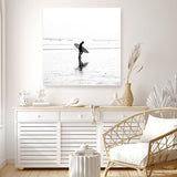 Shop Lone Surfer (Square) Photo Canvas a coastal themed photography framed stretched canvas print from The Print Emporium wall artwork collection - Buy Australian made prints for the home and your interior decor space, TPE-577-CA-40X40-NF