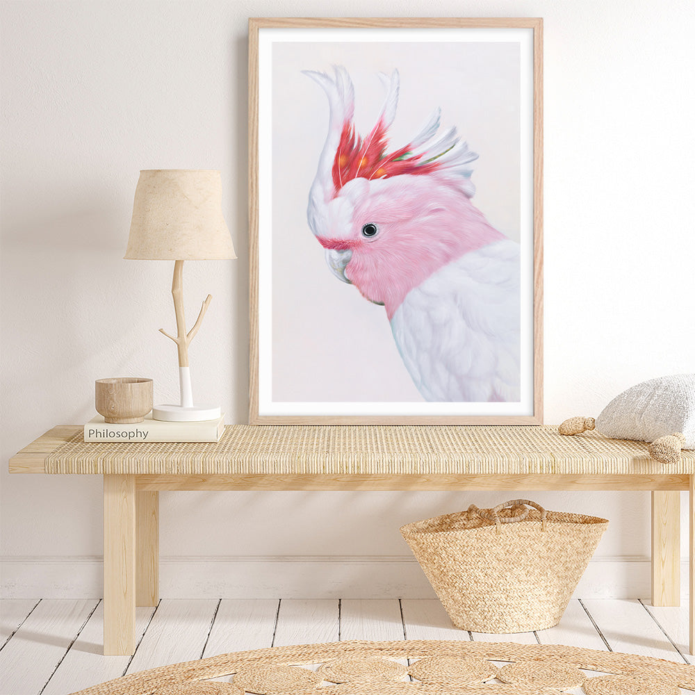 Shop Matilda The Major Mitchell Cockatoo Art Print a painted bird themed wall art print from The Print Emporium wall artwork collection - Buy Australian made fine art painting style poster and framed prints for the home and your interior decor room, TPE-203-AP