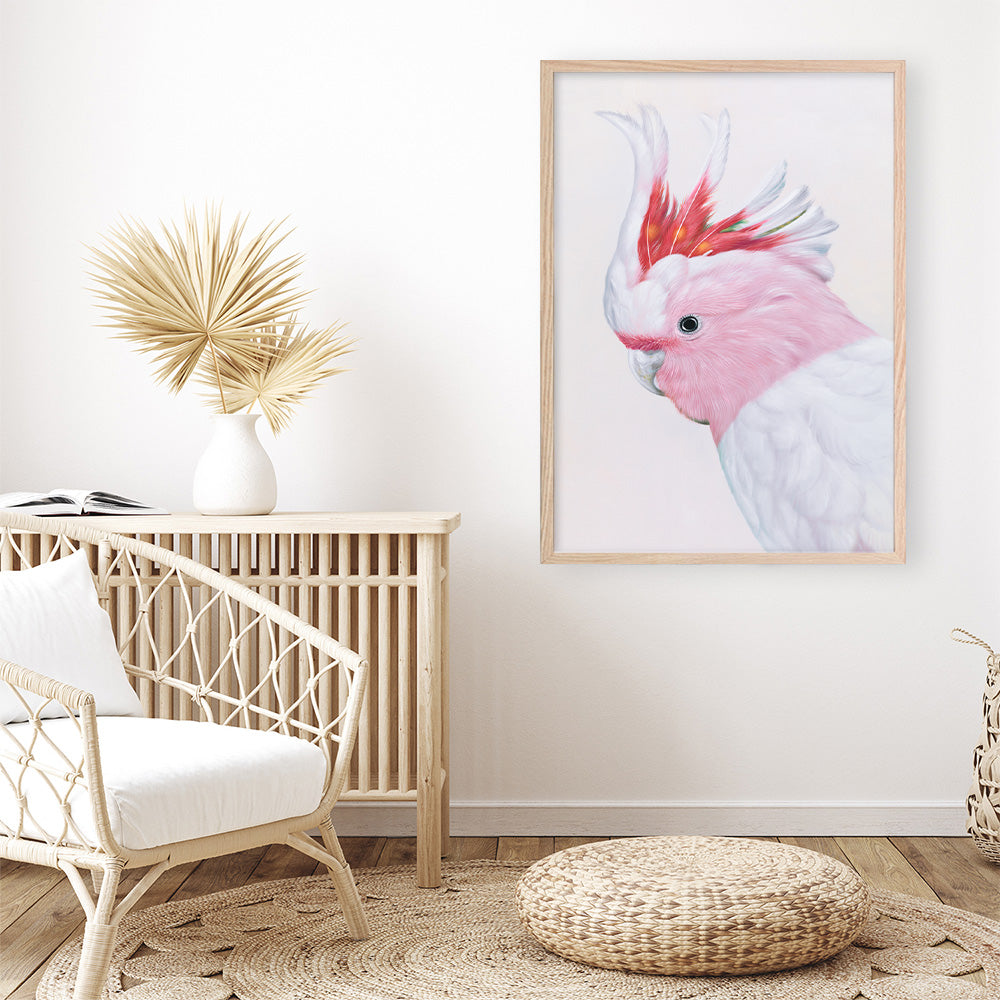 Shop Matilda The Major Mitchell Cockatoo Art Print a painted bird themed wall art print from The Print Emporium wall artwork collection - Buy Australian made fine art painting style poster and framed prints for the home and your interior decor room, TPE-203-AP