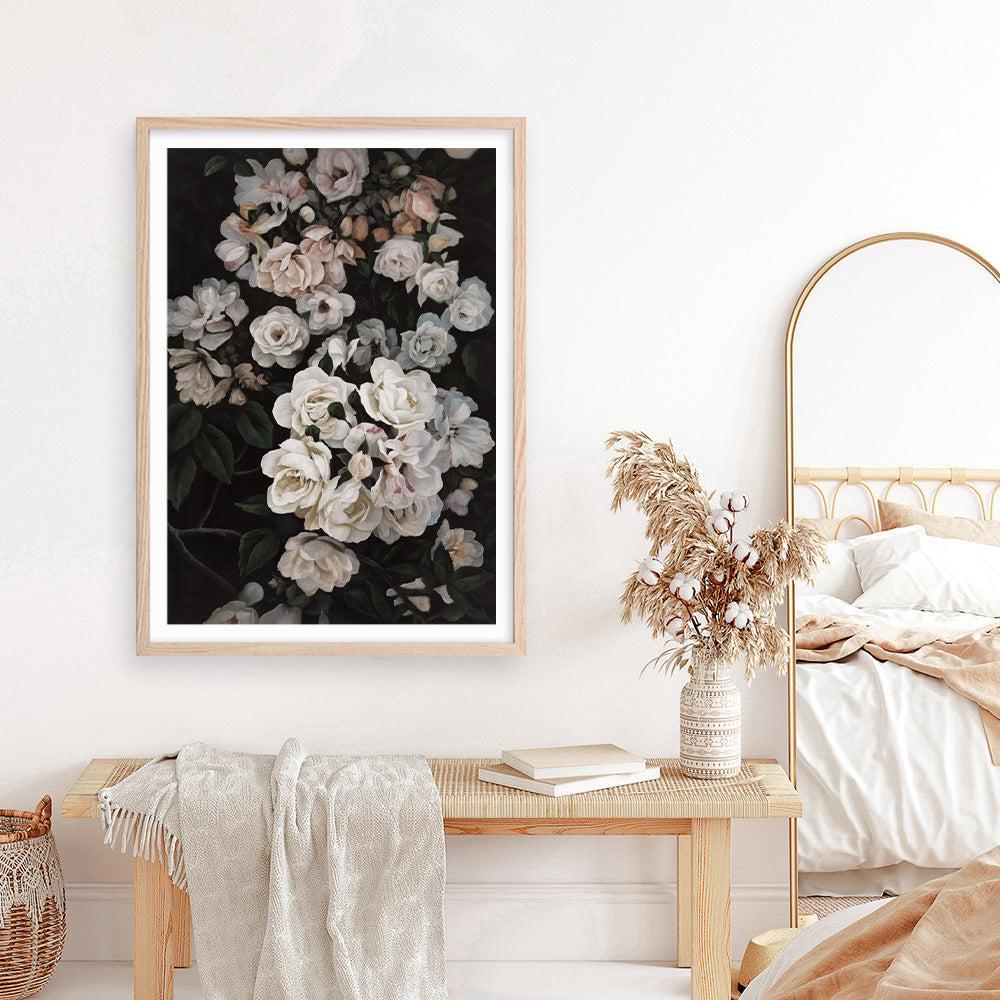 Shop Midnight Garden Art Print a floral themed painted wall art print from The Print Emporium wall artwork collection - Buy Australian made fine art painting style poster and framed prints for the home and your interior decor room, TPE-014-AP