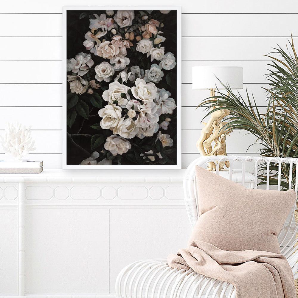 Shop Midnight Garden Art Print a floral themed painted wall art print from The Print Emporium wall artwork collection - Buy Australian made fine art painting style poster and framed prints for the home and your interior decor room, TPE-014-AP