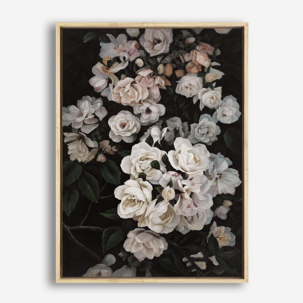 Shop Midnight Garden Canvas Print a floral themed painted framed canvas wall art print from The Print Emporium artwork collection - Buy Australian made fine art painting style stretched canvas prints for the home and your interior decor space, TPE-014-CA-35X46-NF