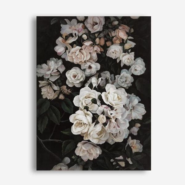 Shop Midnight Garden Canvas Print a floral themed painted framed canvas wall art print from The Print Emporium artwork collection - Buy Australian made fine art painting style stretched canvas prints for the home and your interior decor space, TPE-014-CA-35X46-NF