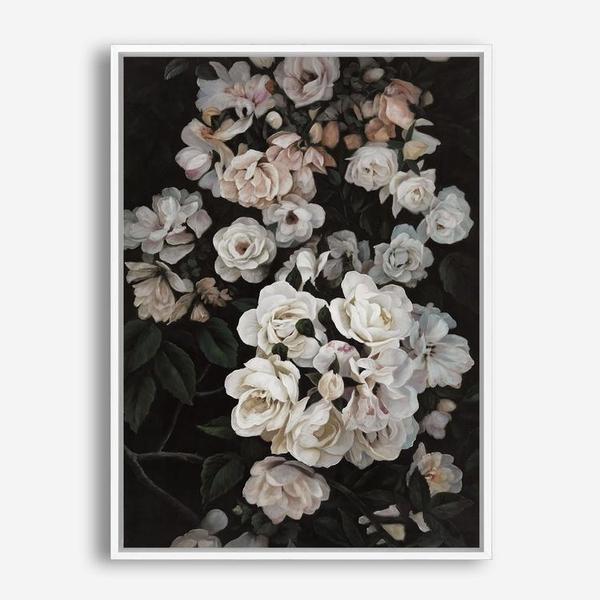 Shop Midnight Garden Canvas Print a floral themed painted framed canvas wall art print from The Print Emporium artwork collection - Buy Australian made fine art painting style stretched canvas prints for the home and your interior decor space, TPE-014-CA-35X46-NF