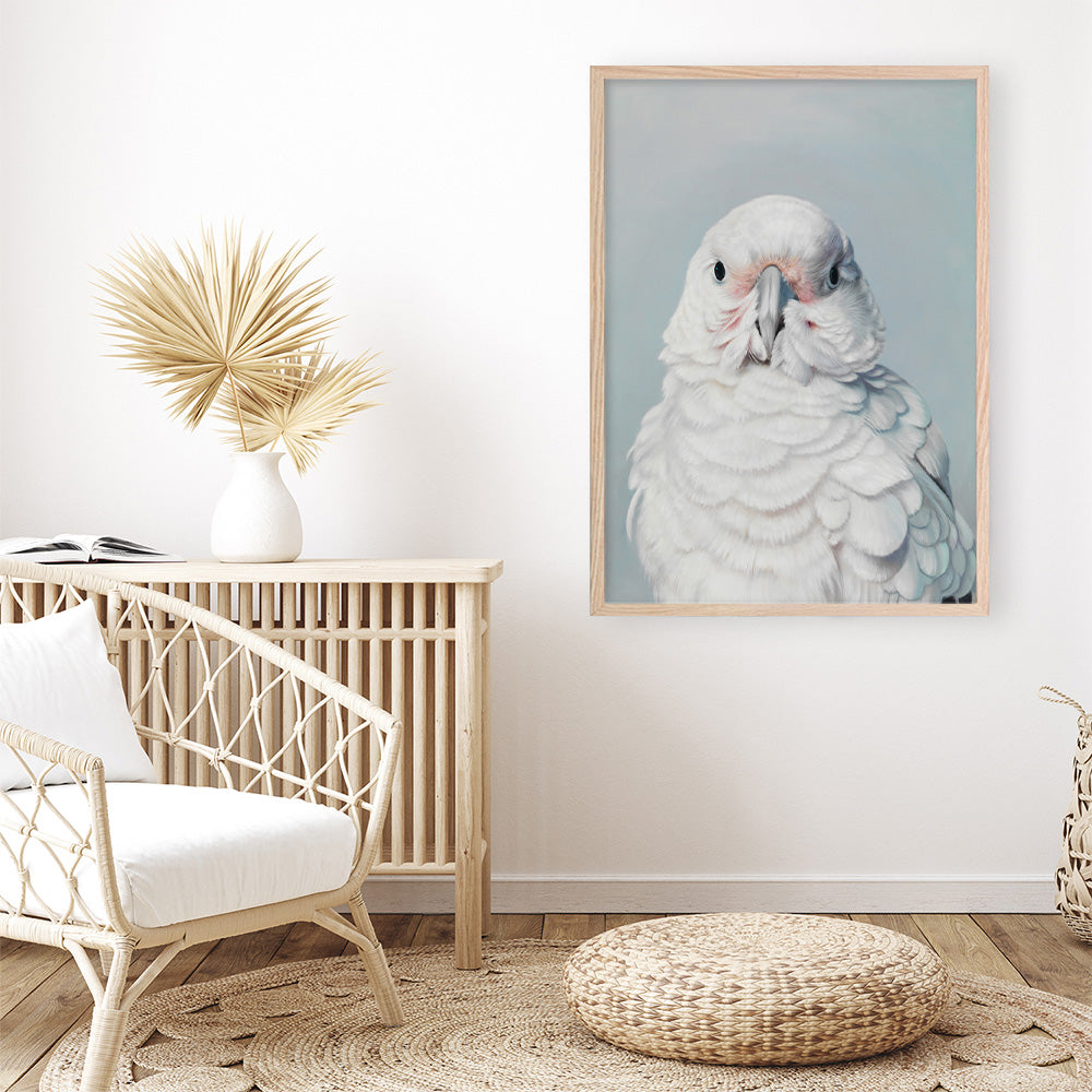 Shop Milly The Umbrella Cockatoo Art Print a painted bird themed wall art print from The Print Emporium wall artwork collection - Buy Australian made fine art painting style poster and framed prints for the home and your interior decor room, TPE-202-AP