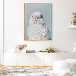 Shop Milly The Umbrella Cockatoo Canvas Print a painted bird themed framed canvas wall art print from The Print Emporium artwork collection - Buy Australian made fine art painting style stretched canvas prints for the home and your interior decor space, TPE-202-CA-35X46-NF