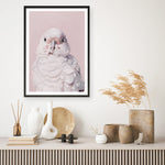 Shop Milly The Umbrella Cockatoo - Pink Art Print a painted bird themed wall art print from The Print Emporium wall artwork collection - Buy Australian made fine art painting style poster and framed prints for the home and your interior decor room, TPE-244-AP