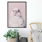 Shop Milly The Umbrella Cockatoo - Pink Art Print a painted bird themed wall art print from The Print Emporium wall artwork collection - Buy Australian made fine art painting style poster and framed prints for the home and your interior decor room, TPE-244-AP
