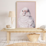Shop Milly The Umbrella Cockatoo - Pink Art Print a painted bird themed wall art print from The Print Emporium wall artwork collection - Buy Australian made fine art painting style poster and framed prints for the home and your interior decor room, TPE-244-AP