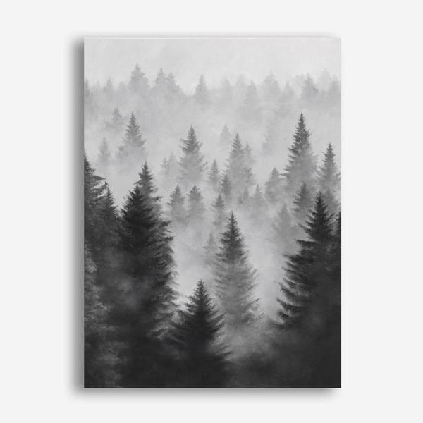 Shop Misty Forest Canvas Print a painted style framed canvas wall art print from The Print Emporium artwork collection - Buy Australian made fine art painting style stretched canvas prints for the home and your interior decor space, TPE-188-CA-35X46-NF