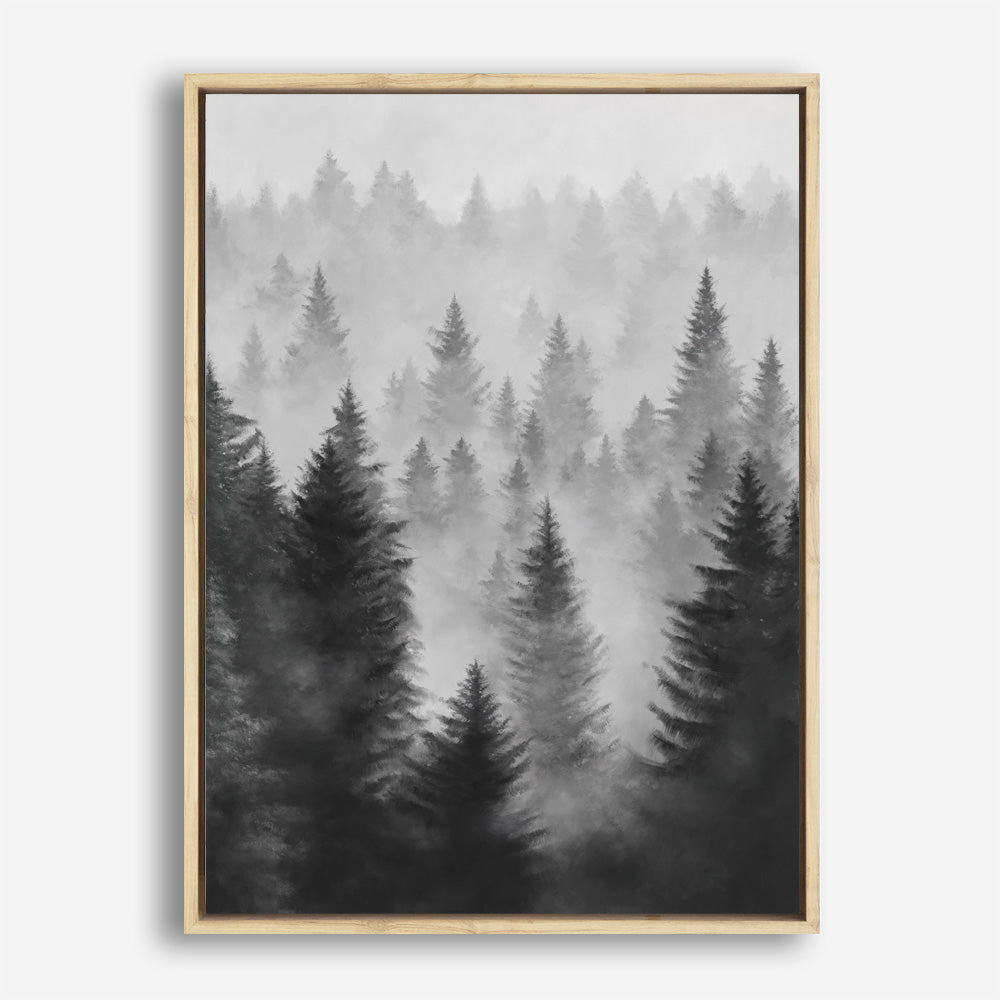 Shop Misty Forest Canvas Print a painted style framed canvas wall art print from The Print Emporium artwork collection - Buy Australian made fine art painting style stretched canvas prints for the home and your interior decor space, TPE-188-CA-35X46-NF