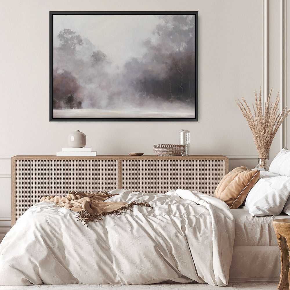 Shop Misty Morning Canvas Print a painted style framed canvas wall art print from The Print Emporium artwork collection - Buy Australian made fine art painting style stretched canvas prints for the home and your interior decor space, TPE-415-CA-35X46-NF