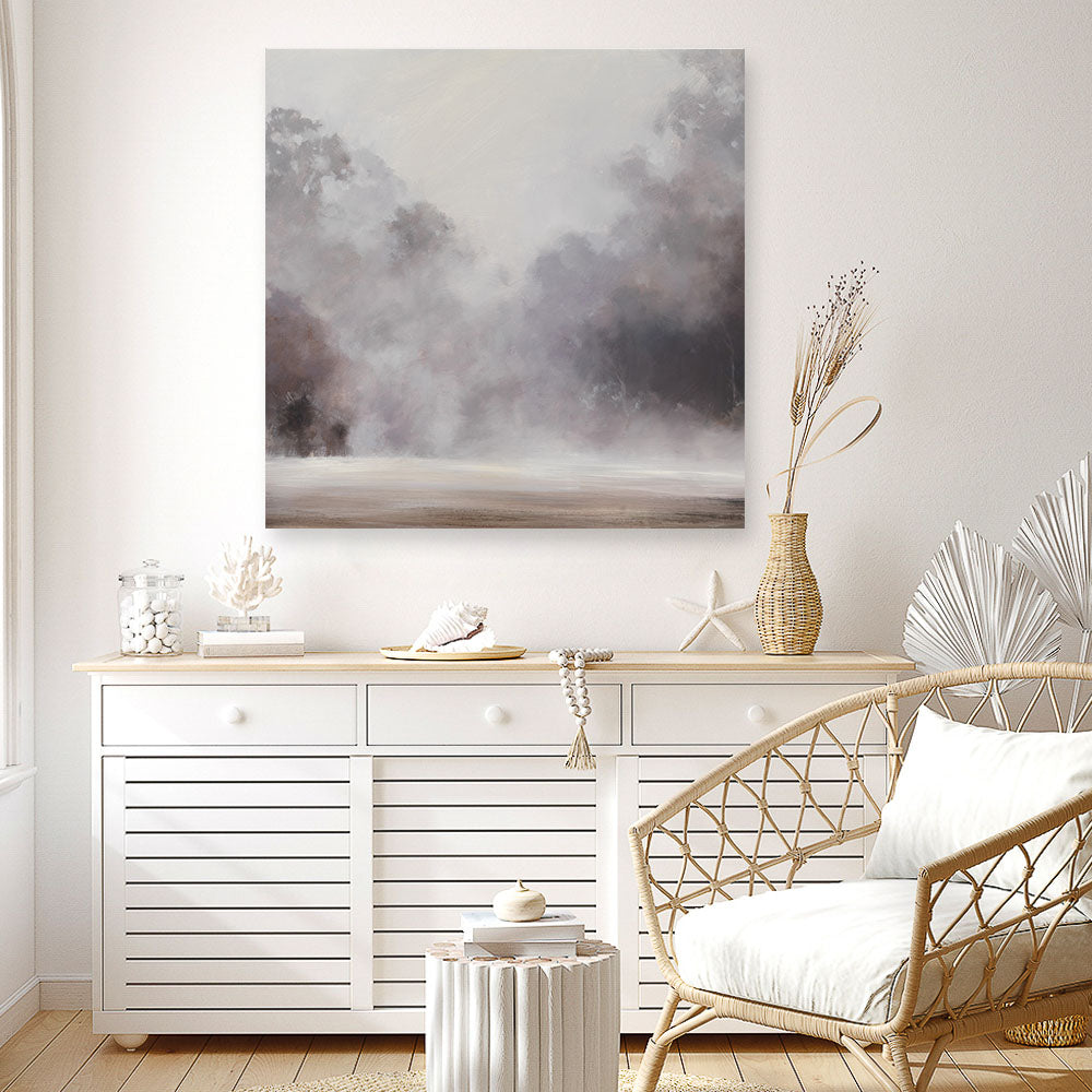 Shop Misty Morning (Square) Canvas Print a painted style framed canvas wall art print from The Print Emporium artwork collection - Buy Australian made fine art painting style stretched canvas prints for the home and your interior decor space, TPE-416-CA-40X40-NF