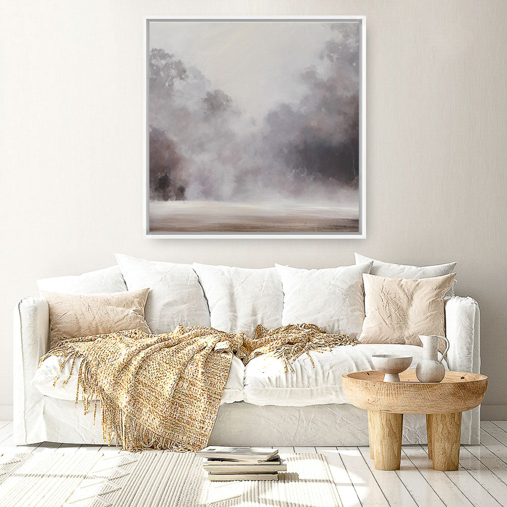 Shop Misty Morning (Square) Canvas Print a painted style framed canvas wall art print from The Print Emporium artwork collection - Buy Australian made fine art painting style stretched canvas prints for the home and your interior decor space, TPE-416-CA-40X40-NF