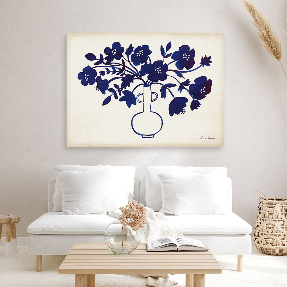 Shop Modern Blue I Canvas Print a floral themed painted framed canvas wall art print from The Print Emporium artwork collection - Buy Australian made fine art painting style stretched canvas prints for the home and your interior decor space, TPE-WA-74160-CA-35X46-NF