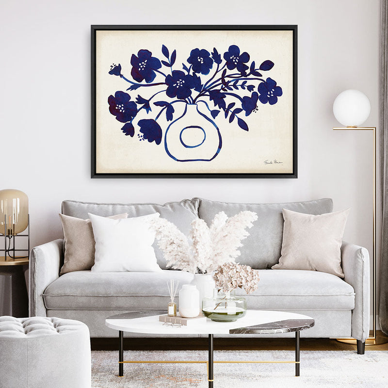 Shop Modern Blue II Canvas Print a floral themed painted framed canvas wall art print from The Print Emporium artwork collection - Buy Australian made fine art painting style stretched canvas prints for the home and your interior decor space, TPE-WA-74161-CA-35X46-NF