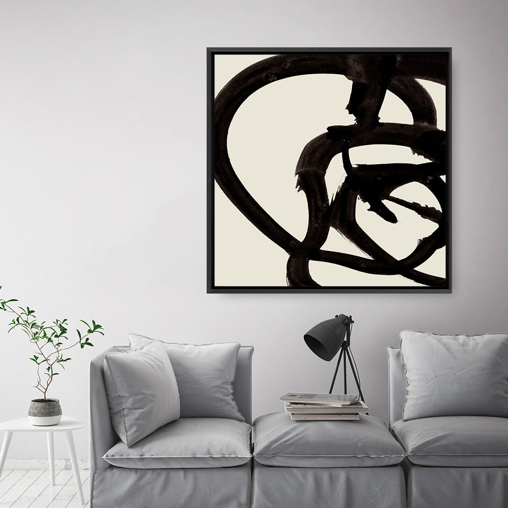 Shop Mono Brush 2 (Square) Canvas Print a painted abstract themed framed canvas wall art print from The Print Emporium artwork collection - Buy Australian made fine art painting style stretched canvas prints for the home and your interior decor space, TPE-DH-297-CA-40X40-NF