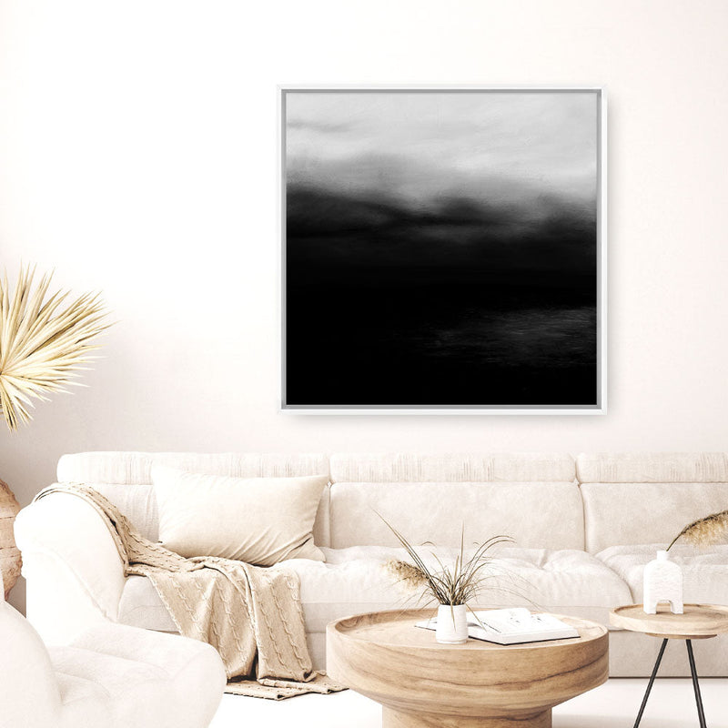 Shop Monochrome Horizon (Square) Canvas Print a painted style framed canvas wall art print from The Print Emporium artwork collection - Buy Australian made fine art painting style stretched canvas prints for the home and your interior decor space, TPE-483-CA-40X40-NF