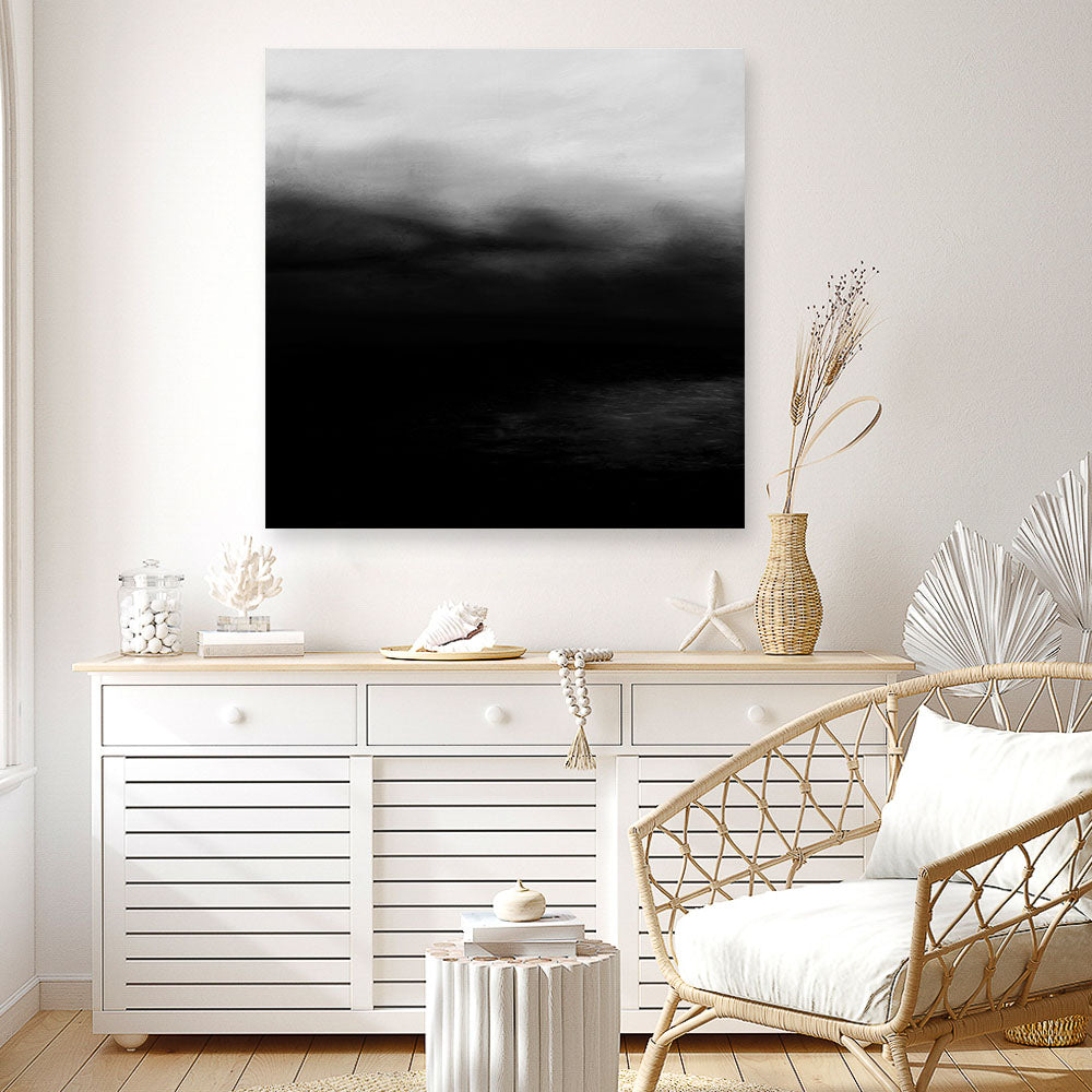 Shop Monochrome Horizon (Square) Canvas Print a painted style framed canvas wall art print from The Print Emporium artwork collection - Buy Australian made fine art painting style stretched canvas prints for the home and your interior decor space, TPE-483-CA-40X40-NF
