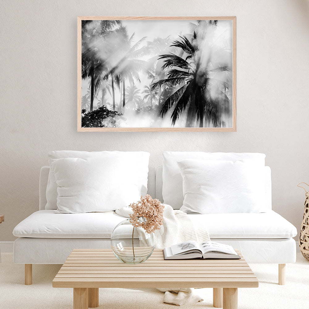 Shop Monochrome Palms Photo Art Print a coastal themed photography wall art print from The Print Emporium wall artwork collection - Buy Australian made fine art poster and framed prints for the home and your interior decor, TPE-544-AP