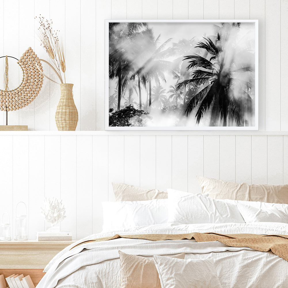 Shop Monochrome Palms Photo Art Print a coastal themed photography wall art print from The Print Emporium wall artwork collection - Buy Australian made fine art poster and framed prints for the home and your interior decor, TPE-544-AP