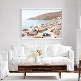 Shop Mykonos Beach I Photo Canvas Print a coastal themed photography framed stretched canvas print from The Print Emporium wall artwork collection - Buy Australian made prints for the home and your interior decor space, TPE-1370-CA-35X46-NF