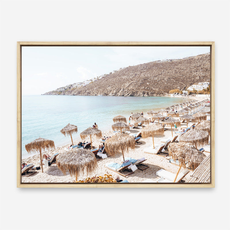 Shop Mykonos Beach I Photo Canvas Print a coastal themed photography framed stretched canvas print from The Print Emporium wall artwork collection - Buy Australian made prints for the home and your interior decor space, TPE-1370-CA-35X46-NF