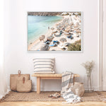 Shop Mykonos Beach II Photo Canvas Print a coastal themed photography framed stretched canvas print from The Print Emporium wall artwork collection - Buy Australian made prints for the home and your interior decor space, TPE-1371-CA-35X46-NF