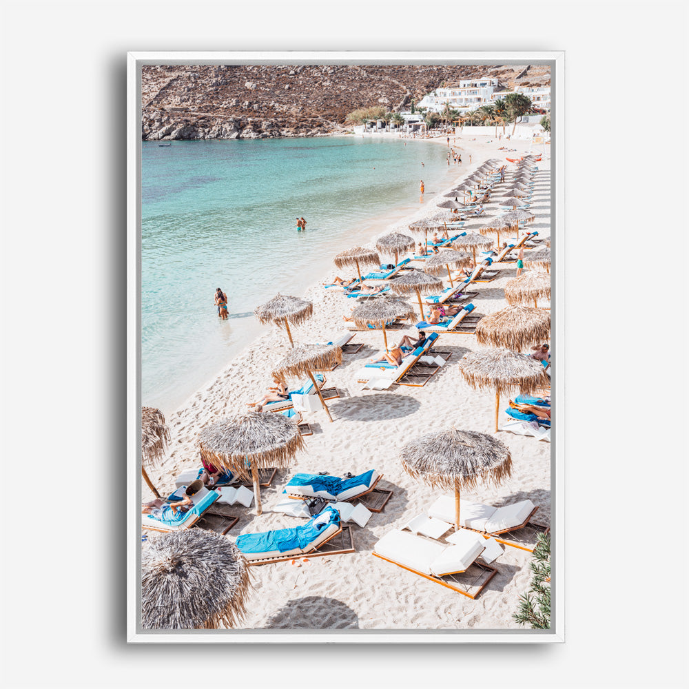 Shop Mykonos Beach III Photo Canvas Print a coastal themed photography framed stretched canvas print from The Print Emporium wall artwork collection - Buy Australian made prints for the home and your interior decor space, TPE-1372-CA-35X46-NF