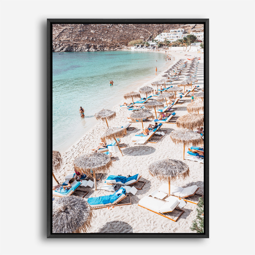 Shop Mykonos Beach III Photo Canvas Print a coastal themed photography framed stretched canvas print from The Print Emporium wall artwork collection - Buy Australian made prints for the home and your interior decor space, TPE-1372-CA-35X46-NF