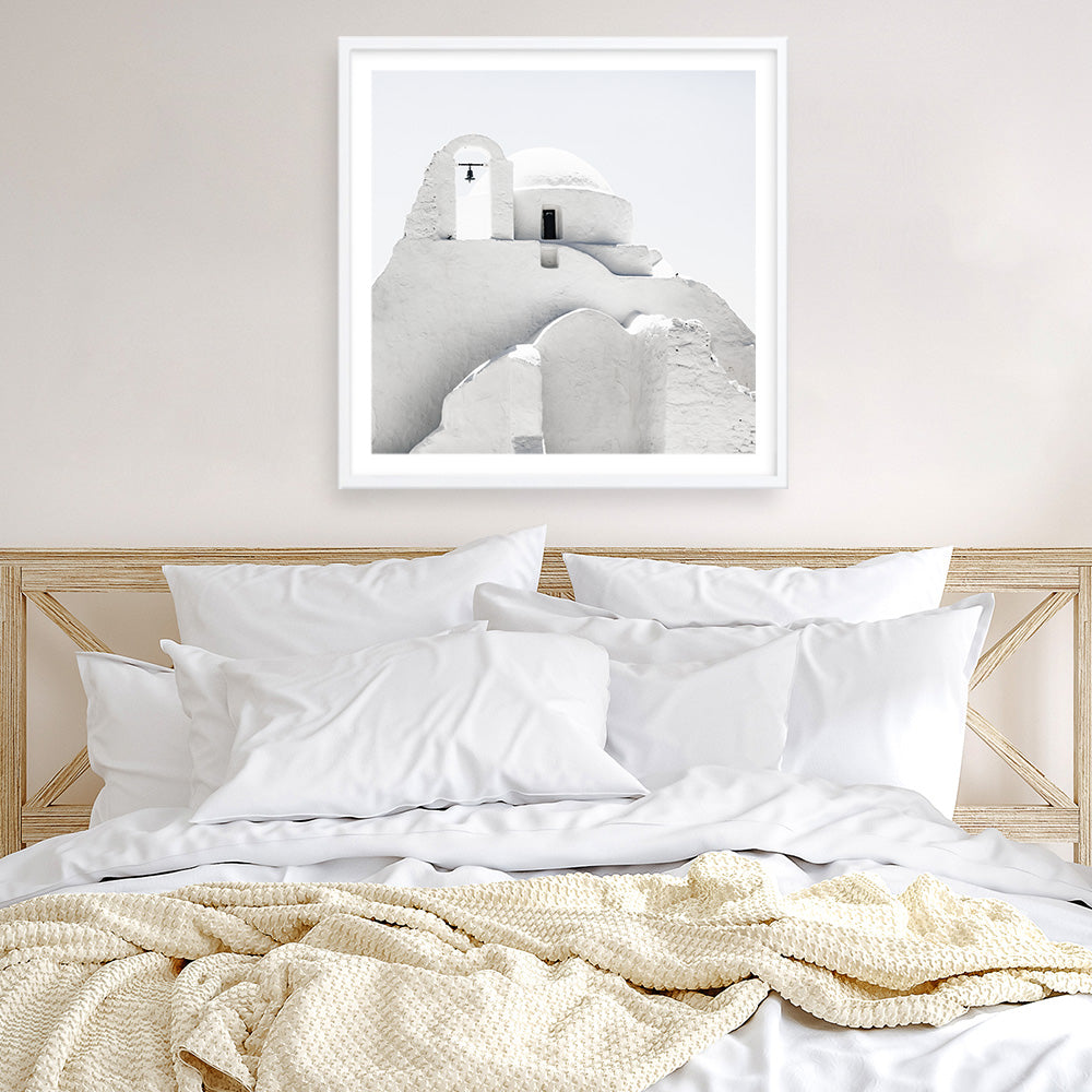 Shop Mykonos Church (Square) Photo Art Print a photography wall art print from The Print Emporium wall artwork collection - Buy Australian made fine art poster and framed prints for the home and your interior decor room, TPE-845-AP